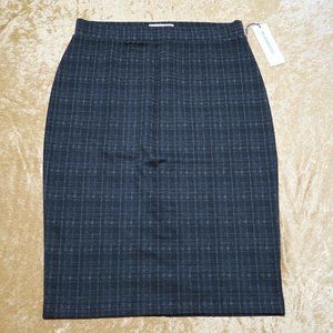 Liz Claiborne Black, Gray and Cream Plaid Pencil Skirt – Medium
